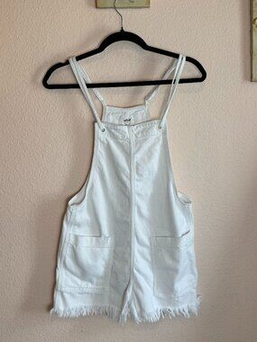 Aerie Double Strap Shortall Overall White XS